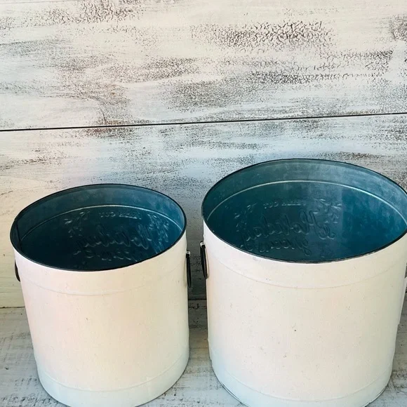 *Holiday Greens Distressed Metal Pails, Set of 2 - Picture 6 of 14